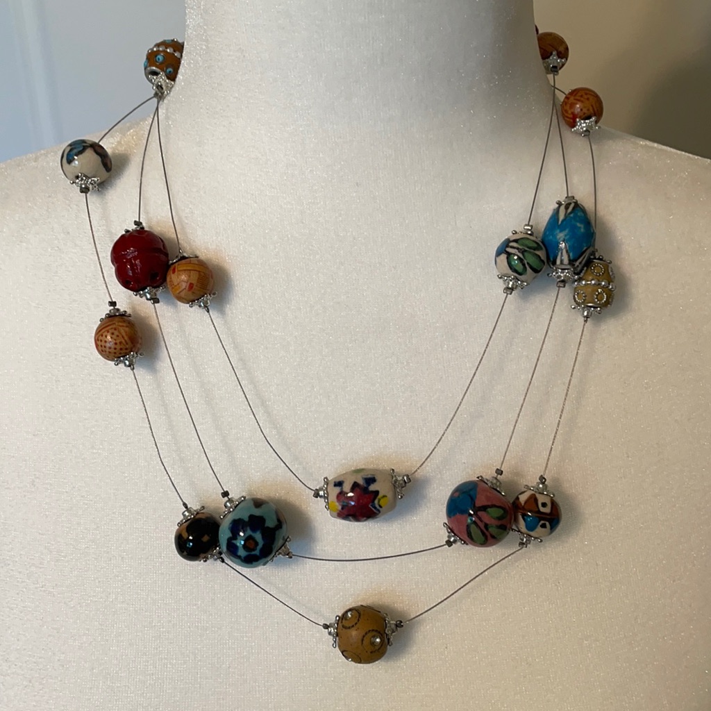 Three String Beaded Necklace